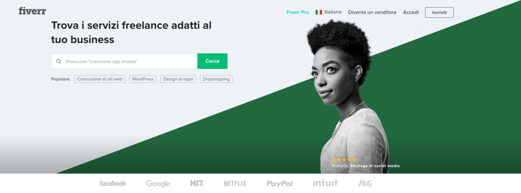 Fiverr Italy Homepage