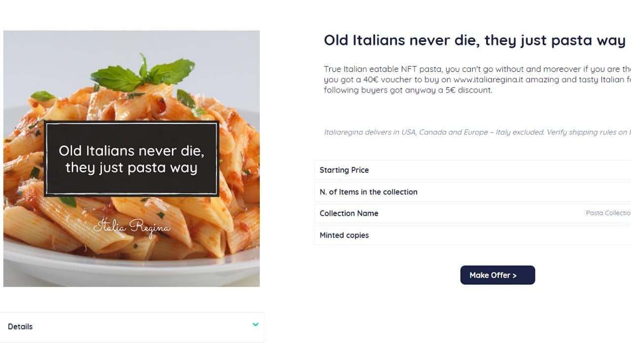 Smiling e ItaliaRegina lanciano il primo "Eatable Token" in NFT thumbnail